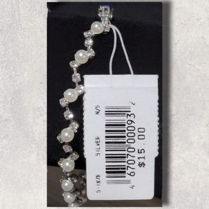 David's Bridal costume bracelet silver tone with pearls